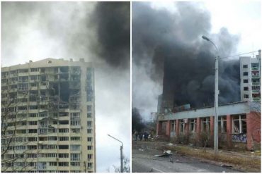 ¡MÁS DESTRUCCIÓN! Misiles impactaron en edificios residenciales y un pozo petrolero en el centro de Chernígov, al norte de Ucrania (+Fotos) (+Video)