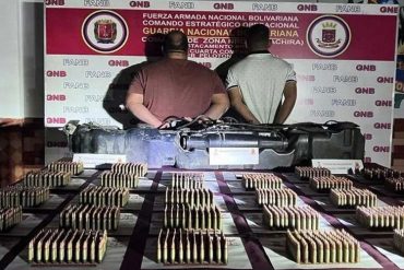 ¡SEPA! Detenidos en Táchira dos hombres que ocultaban más de 3.000 municiones en el tanque de combustible de un vehículo
