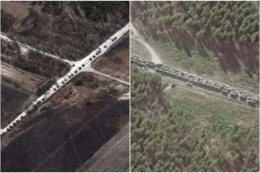 ¡GUERRA EN UCRANIA! Las fuerzas terrestres rusas se acercan a Kiev con un convoy que se extiende por más de 60 kilómetros (+Fotos satelitales)