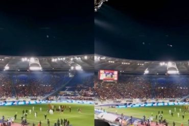 ¡SORPRENDENTE! El curioso objeto que atravesó el cielo durante un partido en el Estadio Olímpico de Roma: Más de 70.000 personas lo observaron (+Video)