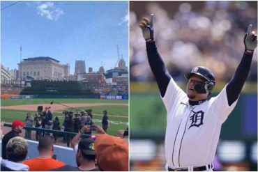 ¡EMOTIVO! Venezolanos cantaron el himno nacional en el Comerica Park, tras finalizar el juego, en el que Miguel Cabrera conectó su hit 3.000 (+Video)