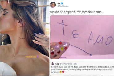 ¡VEA! El emotivo tatuaje que se hizo Tini en el cuello: la frase que le escribió su papá en un papel cuando despertó de un coma de dos semanas