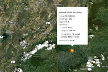 La tierra tiembla: Funvisis registró sismo de magnitud 4,0 en El Tocuyo