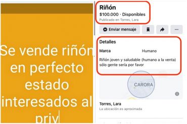 ¡PENDIENTES! Denuncian venta en el Marketplace de Facebook de riñones en Venezuela: ofrecen hasta el de una “niña de 15 años en perfecto estado”