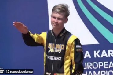 ¡NO SE LO PERDONARON! Despedido de su equipo en Italia joven piloto ruso de karting por hacer un “saludo nazi”  en pleno podio tras una competencia (+Video)