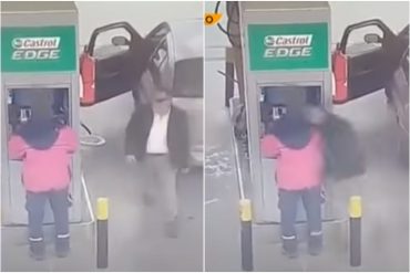 Noqueó a un trabajador de una gasolinera de un cabezazo porque se tardaba en atenderlo (+Video)