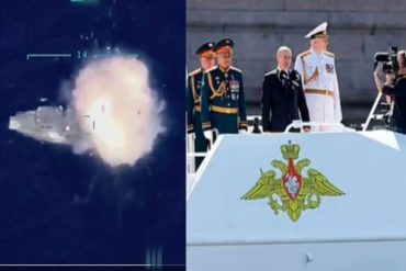 Video muestra el momento exacto en el que una bomba guiada por láser habría destruido el barco favorito de Putin (+Imágenes)