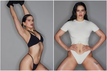 Con sensuales poses Rosalía lució la ropa íntima que vende Kim Kardashian y estremeció las redes sociales (+Fotos)