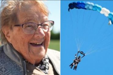 La sueca de 103 años que batió récord de la persona más anciana que salta en paracaídas (+Fotos)
