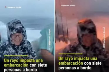 El impactante momento en el que un rayo impacta a una embarcación con siete personas a bordo (+Video)