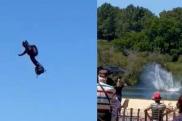 Un aventurero cayó desde más de 15 metros cuando volaba con un “jetpack” que él mismo inventó (+Video)