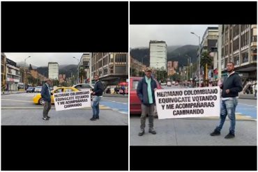 “Hermano colombiano, equivócate votando y me acompañarás caminando”: la pancarta que desplegaron en Bogotá este #13Jun (+Video)