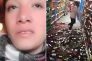 “Me desbordé por tanto maltrato”: mujer destrozó la estantería de vinos de un supermercado tras alegar que fue despedida sin justificación (+Video)