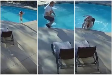 Cámara captó el momento en el que un vecino salvó a un niño con autismo de ahogarse en una piscina (+Video)