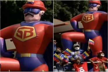 Maduro no asistió al desfile militar por el Día de la Independencia, pero envió un vergonzoso muñeco inflable de Super Bigote: generó una tsunami de críticas (+Reacciones)