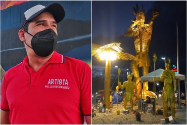 “Lo que cuesta no da para arreglar un hospital”: lo que dijo el escultor de la polémica escultura del cacique Guaicaipuro que está en la principal autopista de Caracas