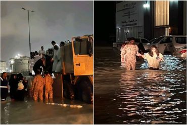 Los impactantes videos y fotos de las fuertes lluvias que azotan a los Emiratos Árabes