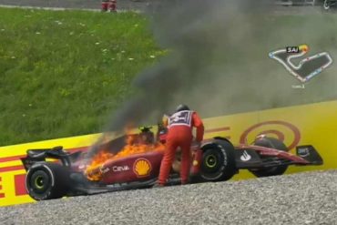 El dramático momento en que Carlos Sainz abandonó su Ferrari en llamas durante el GP de Austria de la Fórmula 1 (+Videos)