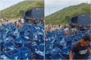 Aparatoso accidente de camión de cervezas provocó gran congestión vial y caos en Carabobo (+Video)