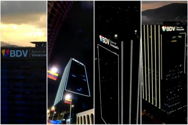 Sin falla eléctrica ni apagón que valga: Banco de Venezuela modernizó su sede principal en Caracas e instaló un juego de luces led en toda la torre (+Video)
