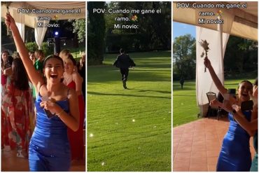 “Y se marchó, y a su barco le llamó Libertad”: joven salió corriendo despavorido de una boda cuando su pareja atajó el ramos de flores que lanzó la novia (+Video)