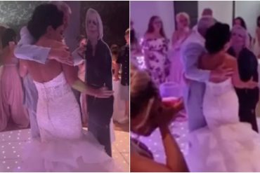 Esta novia conmovió en redes sociales al bailar con figura de cartón de su difunta madre durante su boda (+Video)