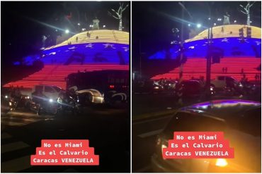 “El rostro del diablo en el color azul”: alumbraron con los colores de la bandera de Venezuela las escaleras de El Calvario y desató choques en TikTok (+Video)