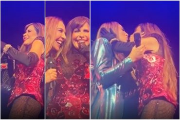 “Nos da miedo que nos guste”: el tremendo beso en la boca que se dieron Gloria Trevi y Mónica Naranjo durante un eufórico concierto en México (+Video)