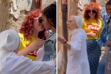 “¿Qué estáis haciendo? Esto es el diablo”: Se hizo viral la furia de una monja que separó a dos chicas que se besaban en una sesión de fotos (+Video)