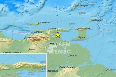 Sismo de magnitud 4,9 según Funvisis se sintió en el oriente del país (servicios internacionales dicen que la magnitud fue de 5,5)