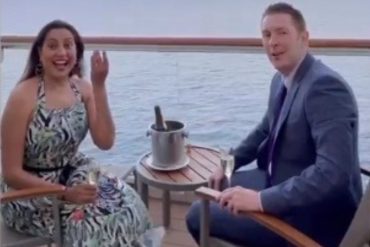 “Esta pareja se va a casar”: Mariela Celis anunció durante un paseo en crucero y ante un espectacular atardecer su compromiso con el irlandés (+Video +foto)