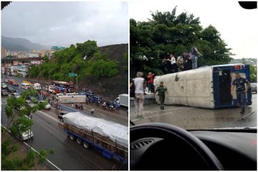 Se volcó un autobús en la salida del túnel de La Planicie, sentido centro de Caracas (+Fotos y video)