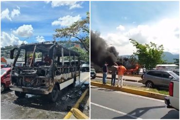 Autobús se incendió frente al terminal de La Bandera este #4Ago (+Video)