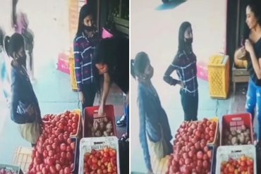 Cámara de seguridad captó a tres mujeres robando papas de un local en Los Teques (+Video)