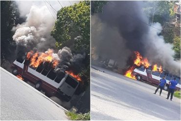 Testigos denunciaron que los bomberos tardaron en llegar: un autobús se incendió completamente cuando cargaba pasajeros en Los Teques (+Video)