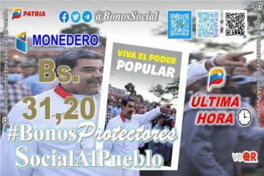 Régimen de Maduro inició entrega del Bono «Viva el Poder Popular» a través del sistema Patria (+Monto)