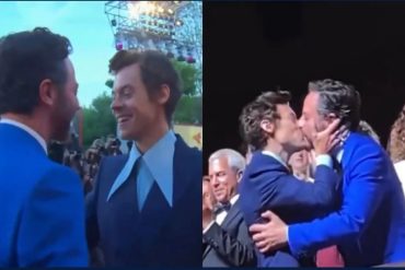 El beso entre Harry Styles y Nick Kroll que causó furor en el Festival de Venecia (+Video)