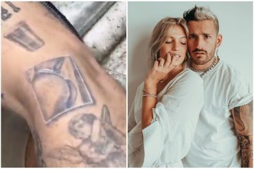 Ricky Montaner se tatuó el trasero de su esposa Stefi Roitman en el brazo (+Video)