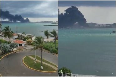 Embarcación que surtía combustible se incendió en el muelle Guaraguao de Pdvsa en Anzoátegui (+Video)