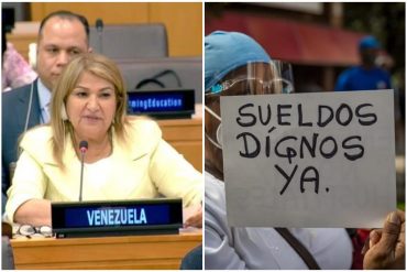 Ministra de educación del chavismo alardeó ante la ONU sobre las supuestas mejoras de condiciones para el personal docente
