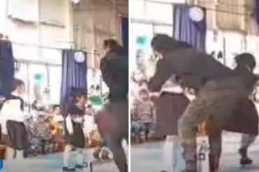 El tierno momento en el que un padre sube a la tarima para bailar con su niña en un acto escolar porque la pareja de la pequeña nunca llegó (+Video)