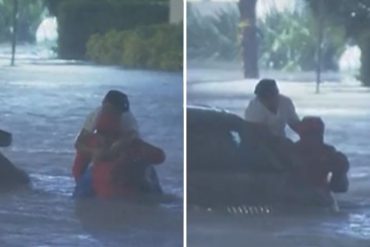 El momento en el que un reportero de Florida rescató a una enfermera que quedó atrapada en una inundación tras el paso del huracán Ian (+Video)