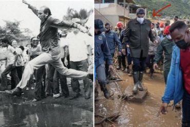 Comparan la foto de Maduro sobre el lodo en Las Tejerías con el “charco” que saltó Carlos Andrés Pérez en su primera campaña