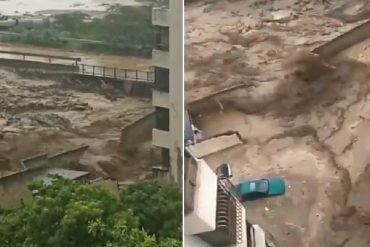 Vecinos de residencias Agua Marina en Macuto piden ayuda: las aguas de la quebrada El Cojo rompieron el muro del edificio (+Video)