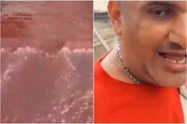 El misterioso color rojo de una quebrada en la zona de Quinta Crespo en Caracas llamó la atención de los ciudadanos (+Video)