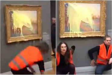 Activistas climáticos lanzaron puré de papas contra un cuadro de Monet en museo de Berlín (+Video)