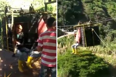 El peculiar “teleférico” que improvisaron agricultores del Táchira tras caída de puentes por las lluvias (+Video)