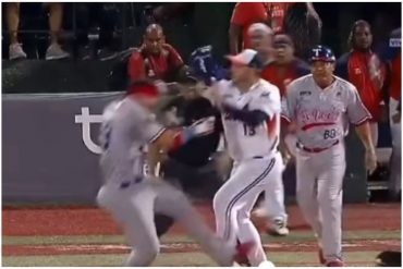 Juego entre los Tiburones de La Guaira y Caribes de Anzoátegui terminó con un jugador lesionado por brutal trifulca (+Video)