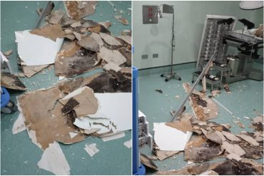 Denuncian que cedió el techo de la sala de parto del Hospital de Guarenas: supuestamente lo han “reparado” en varias oportunidades (+Fotos)