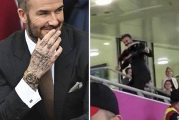 Fanáticos mexicanos le regalaron a Beckham un sombrero de mariachi durante el primer partido de Inglaterra en Qatar: Esta fue su reacción (+Video)